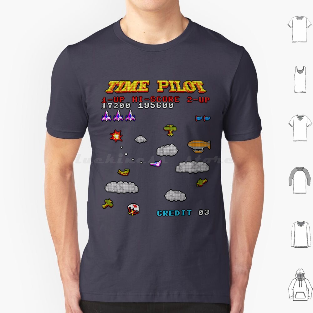 Retro Gaming T Shirt - Maglietta Time Pilot 2 in cotone
